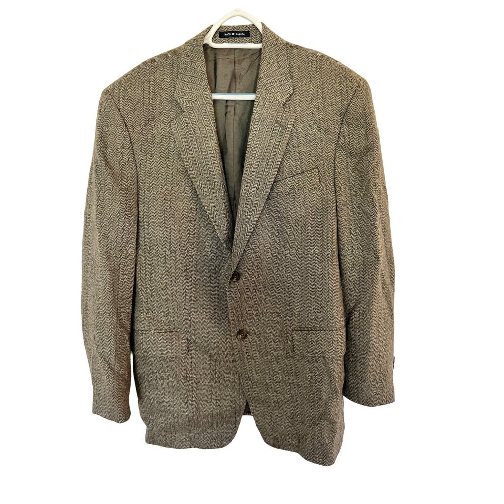 Dillards Mens Wool Blend Blazer with Brown Tweed Pattern SZ 44R